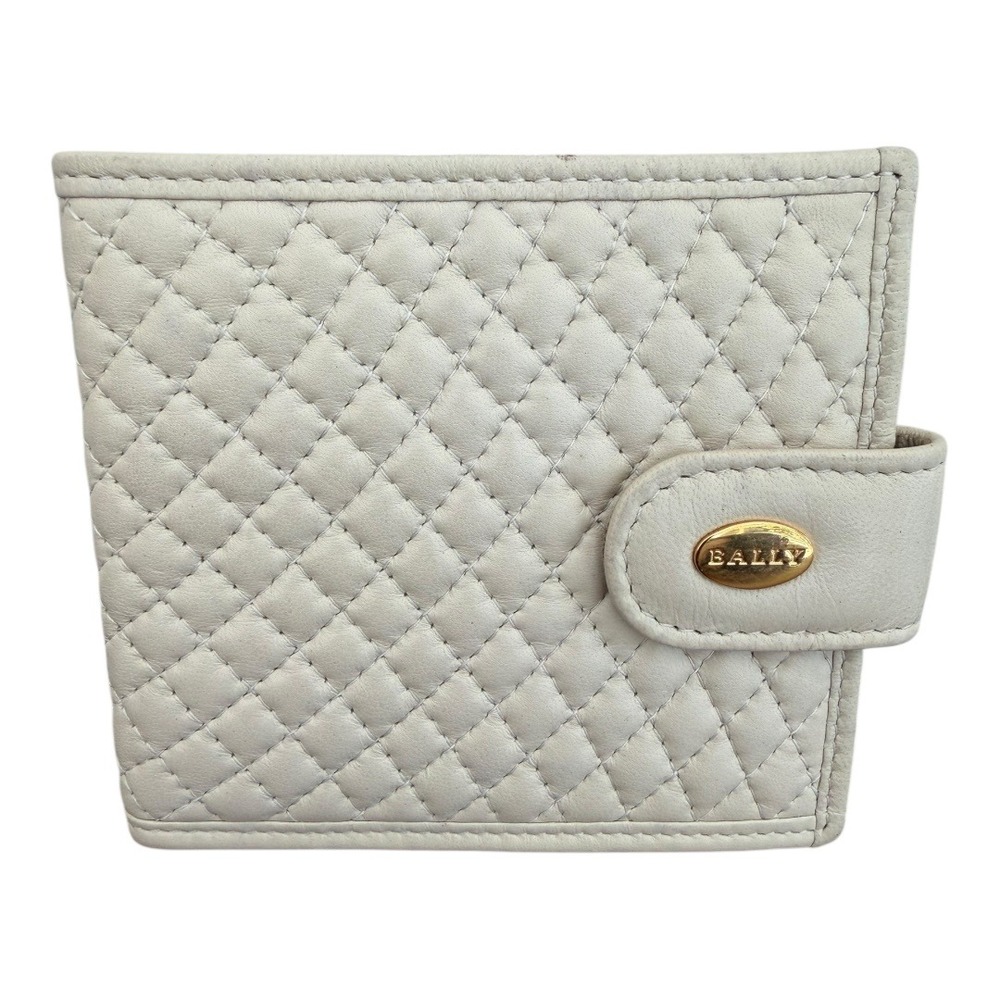 Bally Quilted Leather Satchel Handbag w/ Matching Wallet | Ivory/Cream - Picture 13 of 16